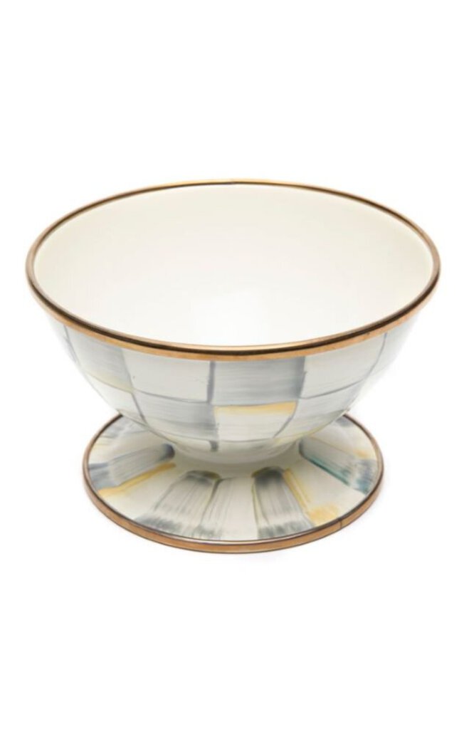 STERLING CHECK ENAMEL ICE CREAM DISH