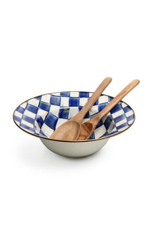 89220-240 SET ROYAL CHECK ENAMEL SALAD SERVING SET