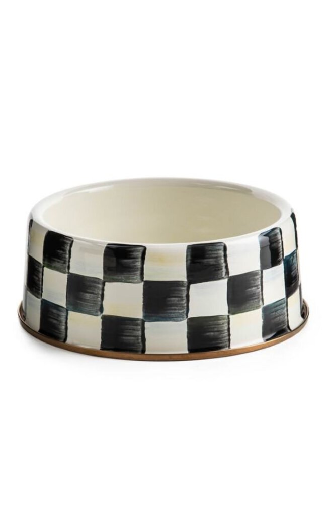 COURTLY CHECK ENAMEL PET DISH- LARGE