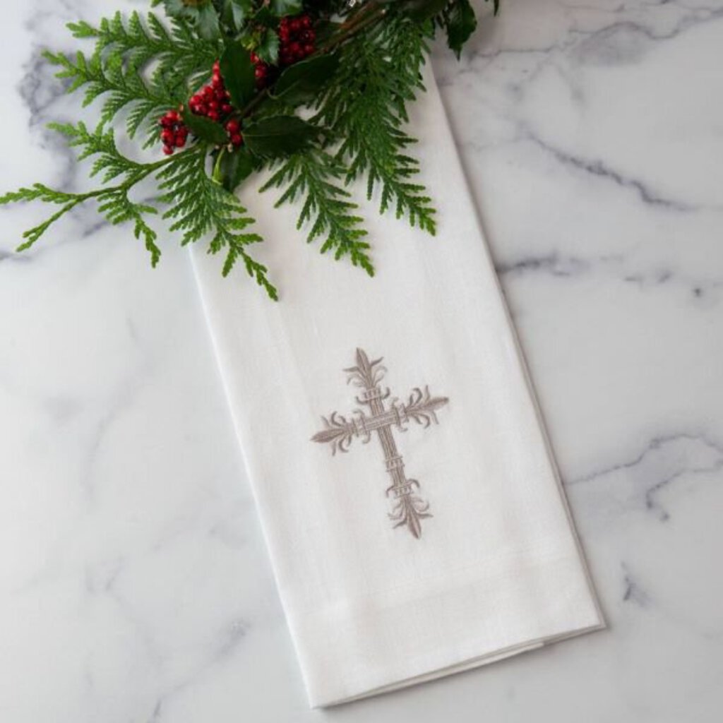 CROSS LINEN TOWEL TAUPE T148