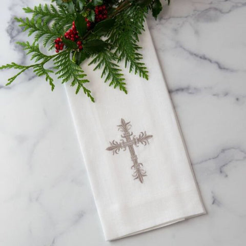 CROSS LINEN TOWEL TAUPE T148