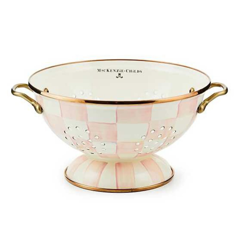ROSY CHECK ENAMEL COLANDER - LARGE