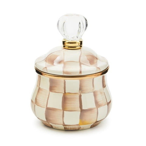 MOCHA CHECK LIDDED SUGAR BOWL