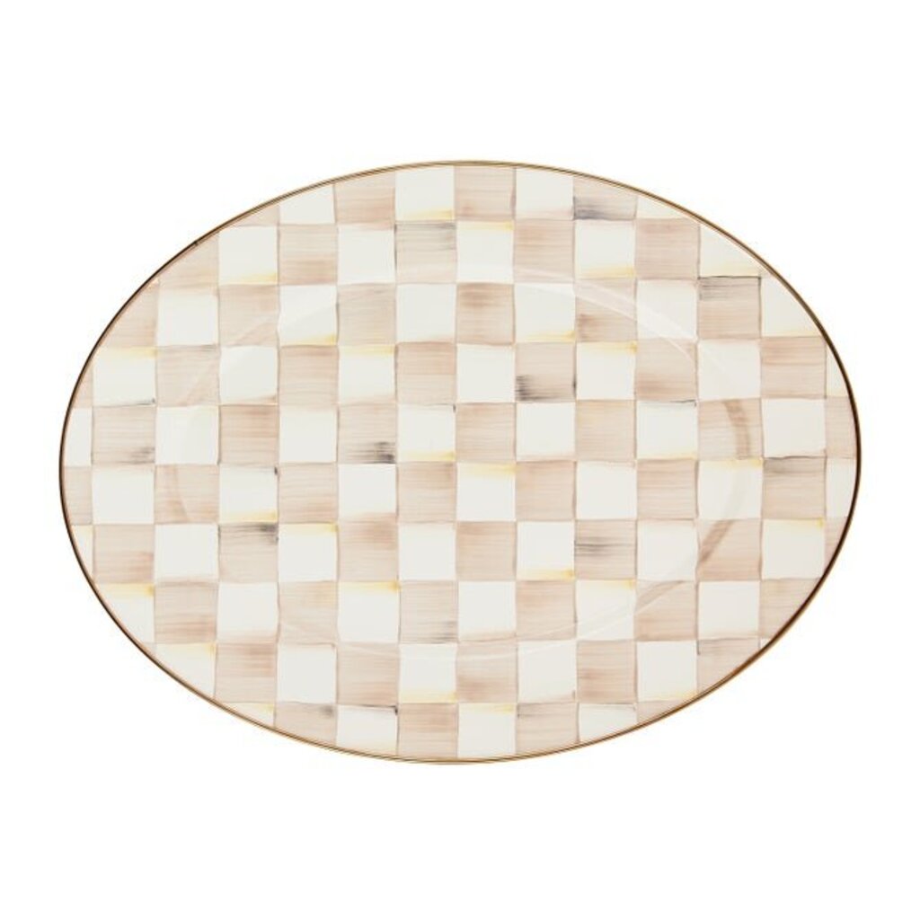 MOCHA CHECK OVAL MEDIUM PLATTER
