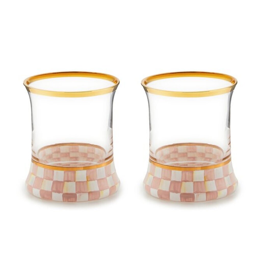 ROSY CHECK TUMBLER GLASSES SET OF 2