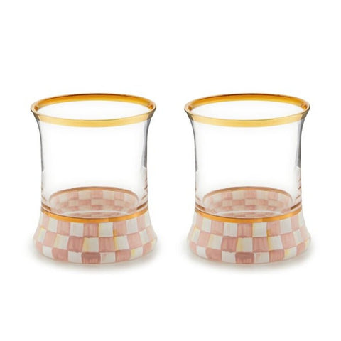 ROSY CHECK TUMBLER GLASSES SET OF 2