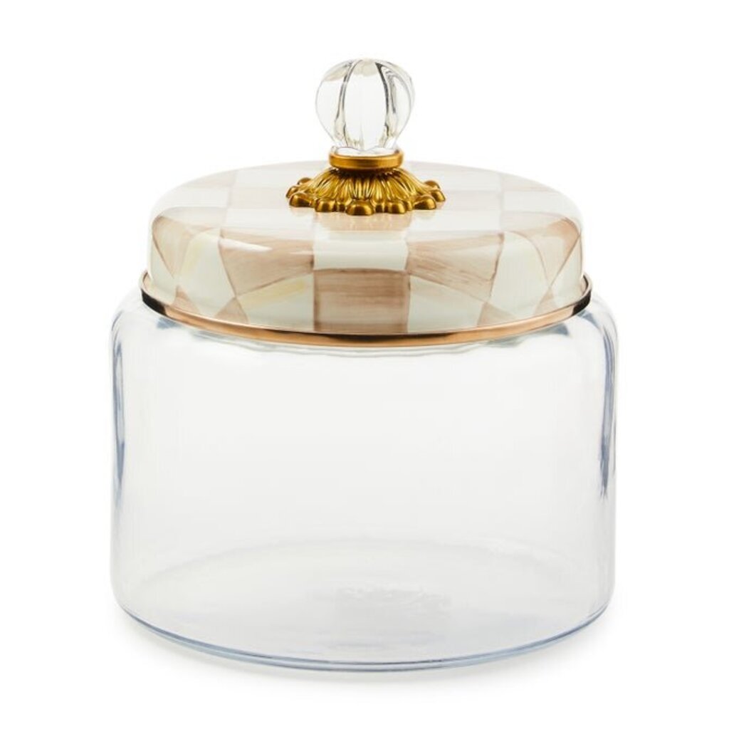 MOCHA CHECK MEDIUM GLASS CANISTER