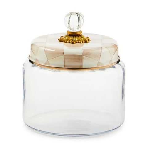 MOCHA CHECK MEDIUM GLASS CANISTER